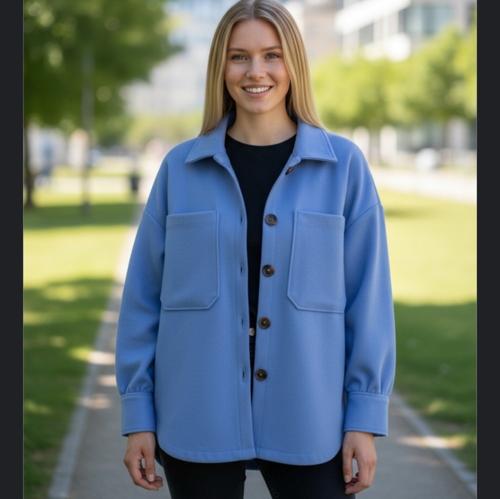 ONLY Womens Light Blue Shirt Jacket